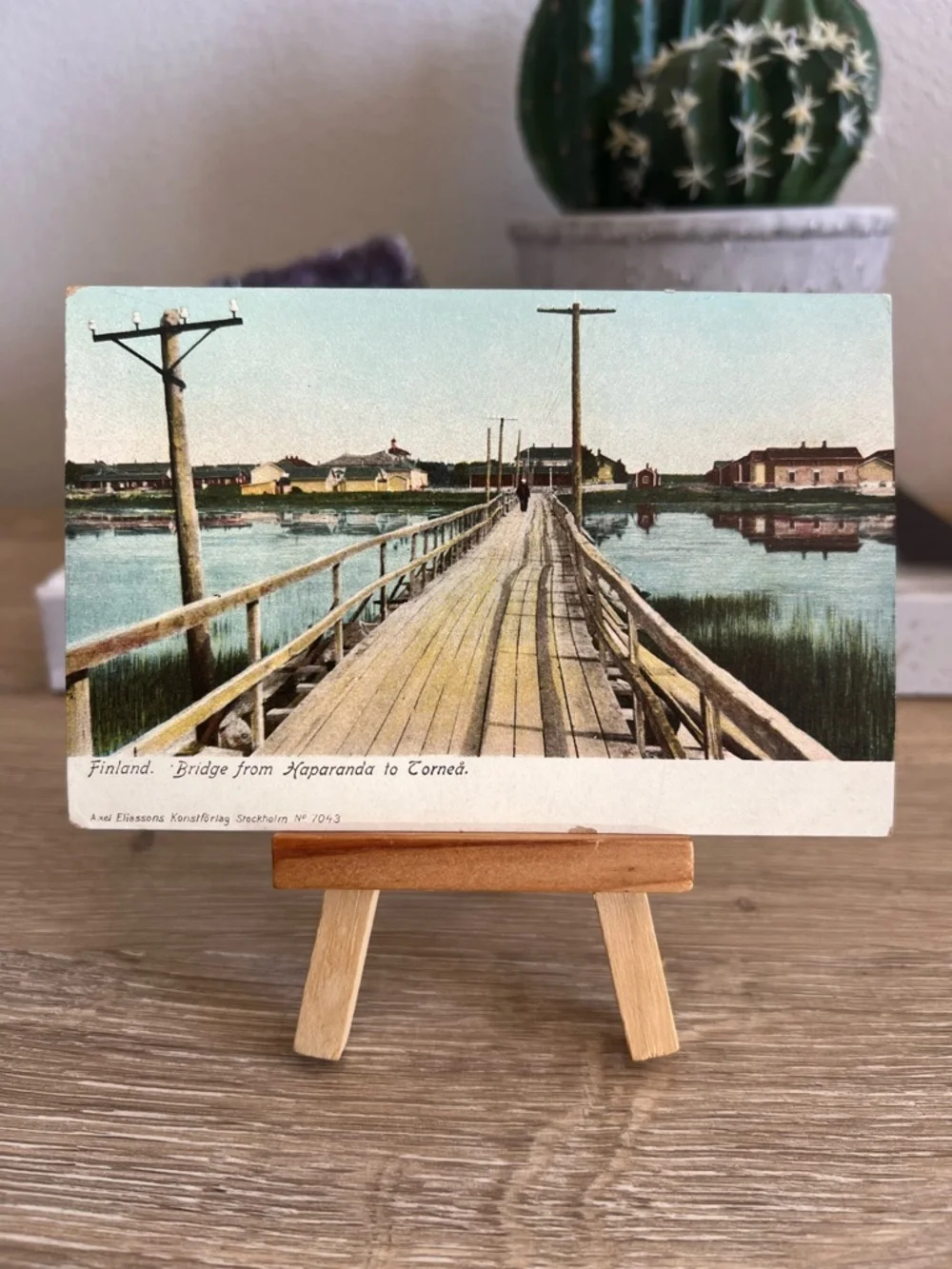 Antique Postcard Bridge Haparanda Torneå Finland Sweden Border Axel Eliassons